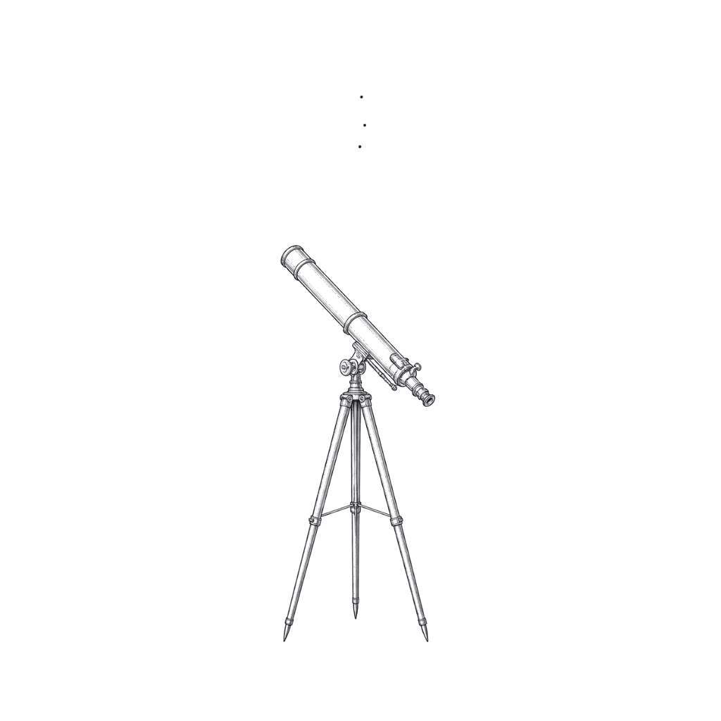 A lone telescope pointed at empty sky